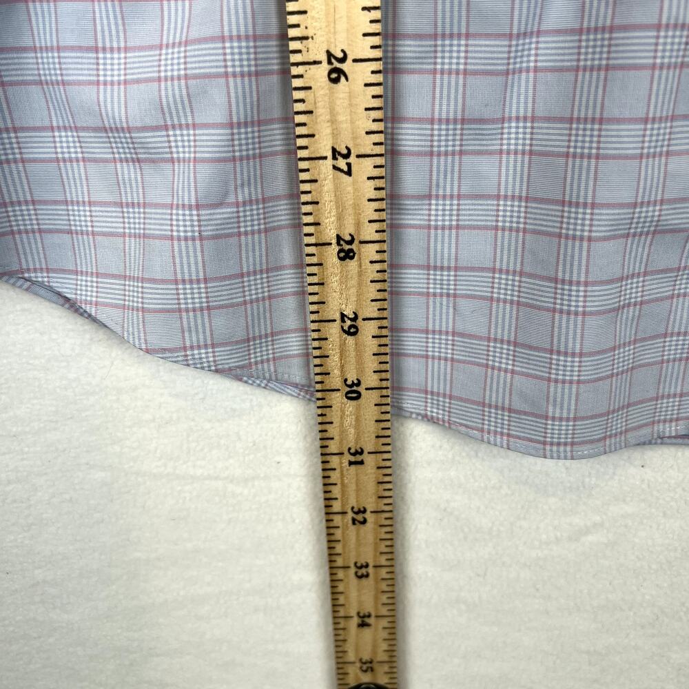 Charles Tyrwhitt Blue Pink Mens 16.5-36 Plaid Non-Iron Slim‎ Fit Dress Shirt - Picture 3 of 5